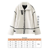 2025 Women's Autumn And Winter Fashion Colliding Splicing Lead Resin Zipper To Keep Warm Imitation Lamb Jacket