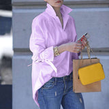 Wish Burst Spring And Summer Lady Long-Sleeved Shirt Women's Street Fashion Loose Solid Color Large-Size Shirt