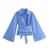 Women's Clothing 2025 Spring New Double Sturgeon Silk Repair Slim Bow Tie With Short Shirt