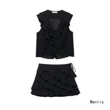 Z Feng 2025 New Summer Laminate Decoration Shirt 8372079 Laminate Decorative Skirt 8372080 Two-Piece Cover