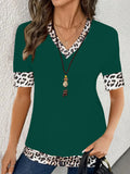 New Elegant Color Print V-Neck Short-Sleeved Top Summer Women's Clothing
