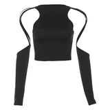 2025 Autumn Fashion Trend Women's New Long-Sleeved Round-Neck Solid Color Repair Body Bare Umbilical T-Shirt