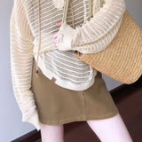 French Temperament Spring A Complete Set Of Hollow Straps With V-Tneck Shirt Vest Super Good-Looking Thin Half-Dress Skirt Three-Piece Set