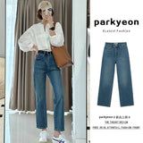 Vintage Blue Nine-Point Jeans Women 2025 New High-Rise Display Thin Man Retro Narrow Version Of Straight Smoke Pipe Pants