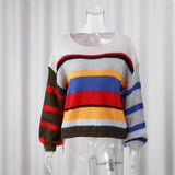 Spring And Autumn 2025 Women's Comfortable Casual Round-Neck Loose Bump Striped Knitted Sweater