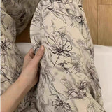 2025 High-End Cotton Pyjamas Ladies Summer Thin Artificial Silk Home Leisure Long Trousers Straight Can Be Worn Outside