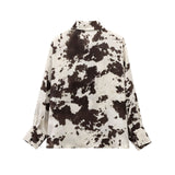 Printed Shirt Women's Skirt Set Explosive Texture Silk With Belt Animal Pattern