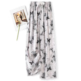2025 High-End Cotton Pyjamas Ladies Summer Thin Artificial Silk Home Leisure Long Trousers Straight Can Be Worn Outside