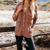 Women's 2025 New Autumn And Winter Shirt Solid Color Loose Wick Pocket Long-Sleeved Sleeve Shirt Jacket