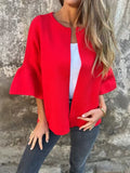 Autumn 2025 New Fashion Women's Round Seven-Sleeved Short Cardigan