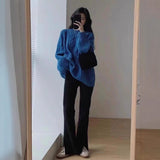 Loose Lazy Blue Sweater Women's Autumn And Winter 2025 New Explosion Thick Cloth With Knitted Bottom Shirt