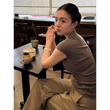 Re-Ancient Money Style Slim Design Design Sense Short-Sleeved T-Shirt Women Summer New Temperament Commuting Casual Pants Set