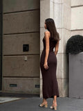 2025 New Women's High-Collar Knit Dress Sexy Medium-Long French Lint Fashion Dress