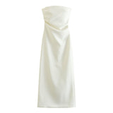 2025 Folded Dress Design Autumn New Women's Breasts Collared Solid Color Dress