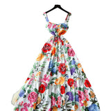 Vintage Court-Styled Sling Dress Women's Summer Waist Repair Senior Sense Temperament Big Swing Dress