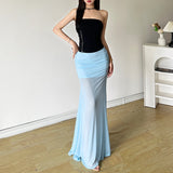 2025 Summer New Women's Hottie Pure Wind High-Waist Net Yarn Half-Dress Temperament Fishtail Dress