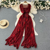 Ins Goddess Temperament Square Sleeveless Jumpsuit Summer New Collection Skinny Loose Broad Leg Trousers