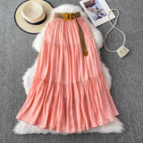 White Half-Dress Women's Dress 2025 Summer Small In The Long Leisure High-Rise Display Thin Pendulum Ponve Egg