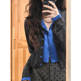 Korean Gray Wave Point High-Waisted Hip Half-Dress Woman 2025 Autumn New Niche Temperament Thin A Word Short Skirt