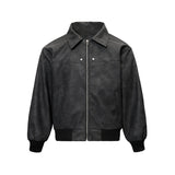 Vintage Collar Leather Jacket Men Spring And Autumn Free To Do Old Couple Work Clothes Pu Leather Jacket