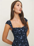 2025 New Women's Fashion Elegant French Vintage Flower Printed Dress