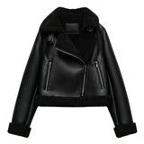 Women's Dress 2025 New Black Warm Fur Integrated Double-Sided PU Imitation Leather Jacket Jacket