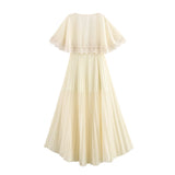Z Summer 2025 New Women's Clothing Fashion Plus-Size Temperament French Style V Collar Lace Folded Skirt Girl
