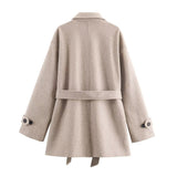 Women's 2025 New Fashion Temperament Double-Necked Belt Soft Coat