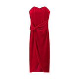 Asymmetrical Knotted Tectared Dress 2025 Spring And Summer Party Body-Outwear Fan Flute Dress