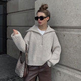 2025 New Retro Long-Sleeved Top Loose Design Sense V-Neck Collar Women's Knitwear Shirt