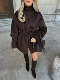 2025 Spring And Autumn Women's Explosive Temperament Hairy Dark Brown Short Loose Thaied Coat Woman