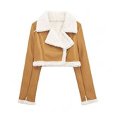 2025 New Autumn And Winter Double-Sided Locomotive Jacket Jacket Women's Short-Colored Zipper Top