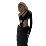 2025 Summer New Fashion Sexy Hottie Body Open Waist Hollow Splicing Joint Body