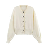 Women's Clothing 2025 Spring New Flower Button Decoration Knitted Shirt Skirt Set