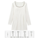 Women's Clothing 2025 Winter New Square Neck Nail Beads To Collect Short A-Shaped Dress