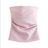 Summer Fashion Folded Women's New Trend Brag Vest Solid Color Bhise Repair Body Small Top