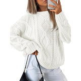 Women's Dress 2025 Knitted Women's Oversized Thick Knit Round Sweater Casual