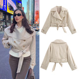 Fashion Tie With Long-Sleeved Wind Coat Jacket 2025 New Products In The Spring And Autumn
