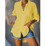 New Ladies Shirt Solid Color Large Size Casual Loose Buckle Shirt Women's Clothing