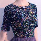Evening Dress 2025 New Banquet Temperament Long-Term Squins Adult Choir Show Long Dress Tibetan Blue