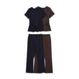 2025 Casual Fashion Set Vertical Trousers Women's Autumn Big Flower Print Shirt