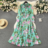 French Retro Breeze Mashed Floral Shirt Collar Dress Women's Spring Waists Thin Senior Sense Light Luxury Big Dress