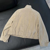 Spring 2025 New Women's Velvet Texture Effect Collar Long-Sleeved Jacket Work Jacket