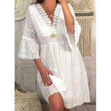 New Lace Dress In Spring 2025 V-Neck Lace Sleeve Dress