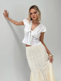 New Hot Girl Style With Short-Sleeved Summer Splicing Lace Strap Sexy Top Vest