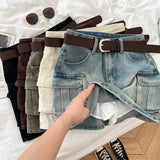 Ancient Hottie Fashion High-Rise Thin Double Pocket Workboy Dress Anti-Light Short Skirt A Skirt