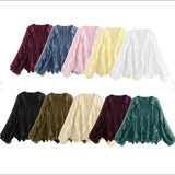 Spring 2025 New Women's V-Neck Single Buckle Long-Sleeved Cascade Decorative Shirt 10 Colors