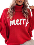 Christmas Turtleneck Women's Autumn And Winter Loose Bat Sleeves Wearing Knitted Tops Off