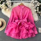 Chiffon Chic Top Women's Autumn Dress New Lotus Side Of The Ocean Design Bow Tied With Niche Shirt