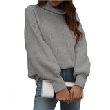 New Solid-Color Knitted Shirt Women's High-Collar Women's New High-Collar Sweater In Autumn And Winter 2025